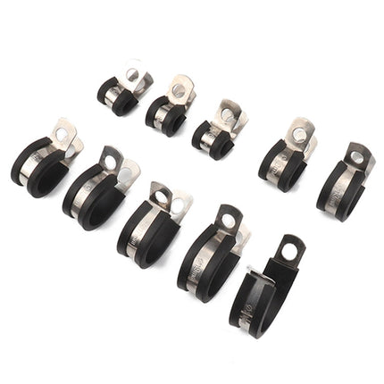 10 PCS Car Rubber Cushion Pipe Clamps Stainless Steel Clamps, Size: 13/8 inch (42mm), Size: 13/8 inch (42mm)
