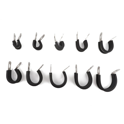 10 PCS Car Rubber Cushion Pipe Clamps Stainless Steel Clamps, Size: 7/4 inch (44mm), Size: 7/4 inch (44mm)