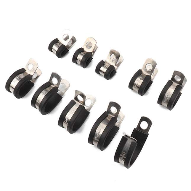 10 PCS Car Rubber Cushion Pipe Clamps Stainless Steel Clamps, Size: 15/8 inch (48mm), Size: 15/8 inch (48mm)