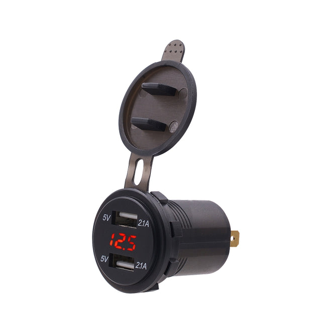 Universal Car Dual Port USB Charger Power Outlet Adapter 4.2A 5V IP66 with LED Digital Voltmeter + 60cm Cable, 4.2A Voltmeter + 60cm Cable(Blue Light), 4.2A Voltmeter + 60cm Cable(Green Light), 4.2A Voltmeter + 60cm Cable(Red Light)