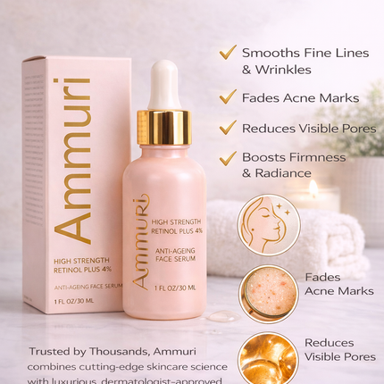 High Strength Retinol 4% Serum for Wrinkles & Dark Spots (30ml) | Ammuri
