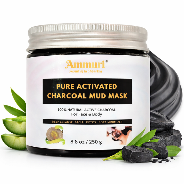 Activated Charcoal Mud Mask for Deep Cleansing Face & Body | Ammuri