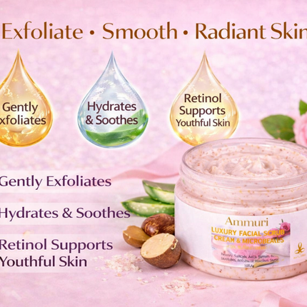 Retinol Facial Scrub & Exfoliating Cream for Smooth Skin | Ammuri