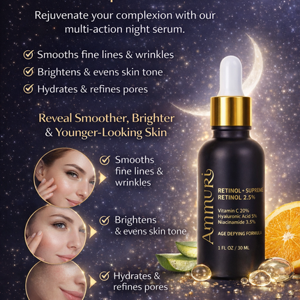 Retinol Supreme 2.5% Serum for Anti-Ageing & Age-Defying Skin | Ammuri