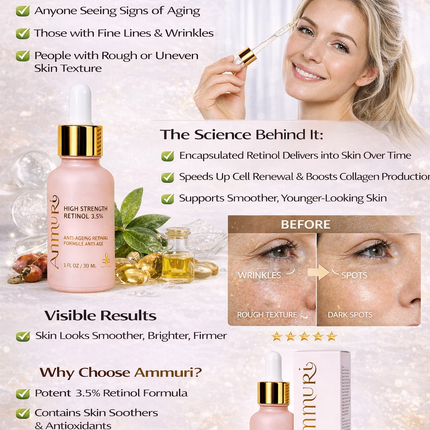 Retinol 3.5% Anti-Ageing Serum for Wrinkles & Skin Firming | Ammuri