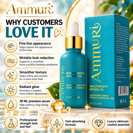 Ammuri Retinol 5% Face Serum 30ml | High-Strength Evening Renewal