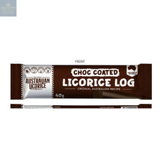 Chocolate coated traditional licorice log