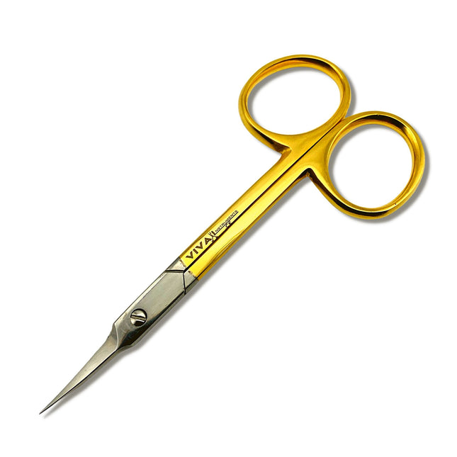 Cuticle Nail Scissors - 9.5cm Double Bent Gold