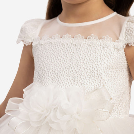DRESS & Fleur Baby Girls Dress with Tulle Skirt in White