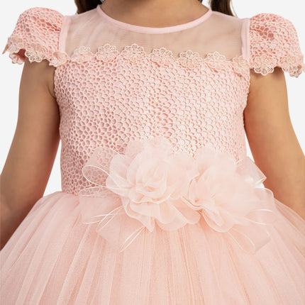 DRESS & Fleur Baby Girls Dress with Tulle Skirt in Pink