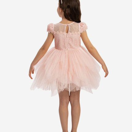 DRESS & Fleur Baby Girls Dress with Tulle Skirt in Pink