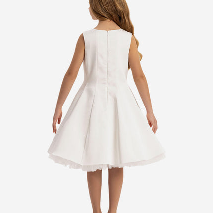 DRESS & Fleur Girls Dress with Removable Cape in White