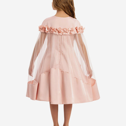 DRESS & Fleur Girls Dress with Removable Cape in Pink