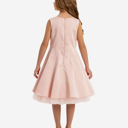 DRESS & Fleur Girls Dress with Removable Cape in Pink