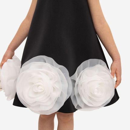 DRESS & Fleur Girls Dress with Flower Choker in Black