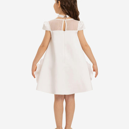 DRESS & Fleur Girls Dress with Flower Choker in White