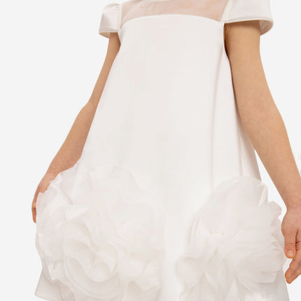 DRESS & Fleur Girls Dress with Flower Choker in White
