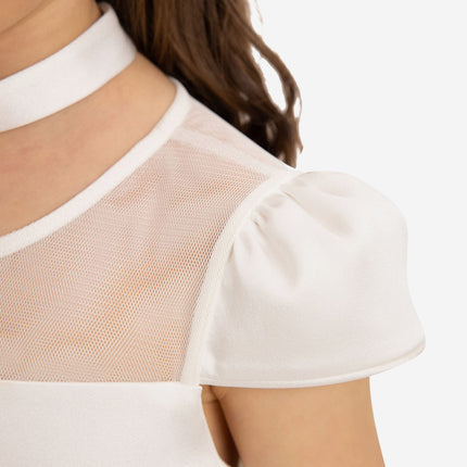 DRESS & Fleur Girls Dress with Flower Choker in White