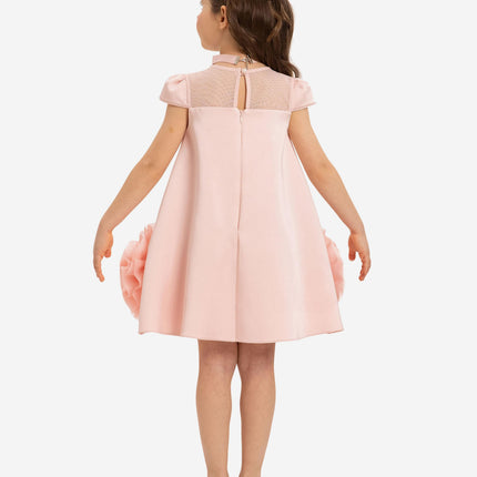 DRESS & Fleur Girls Dress with Flower Choker in Pink