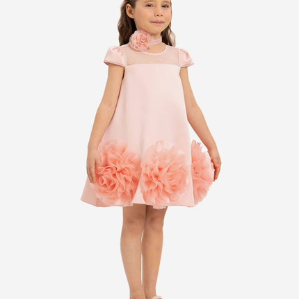 DRESS & Fleur Girls Dress with Flower Choker in Pink