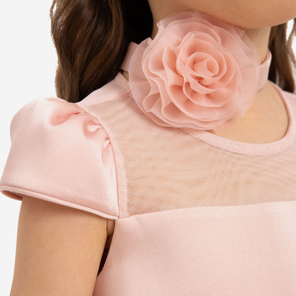 DRESS & Fleur Girls Dress with Flower Choker in Pink