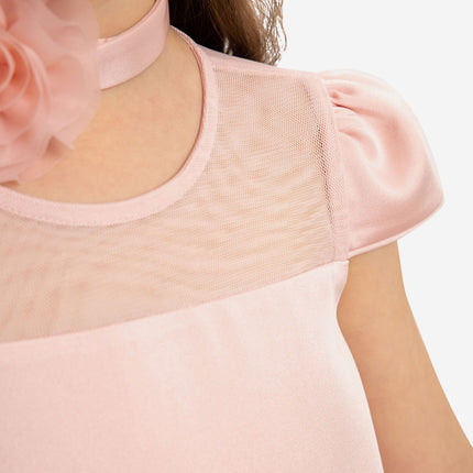 DRESS & Fleur Girls Dress with Flower Choker in Pink