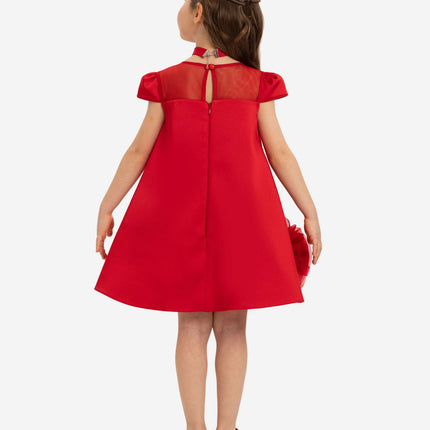 DRESS & Fleur Girls Dress with Flower Choker in Red