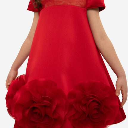 DRESS & Fleur Girls Dress with Flower Choker in Red