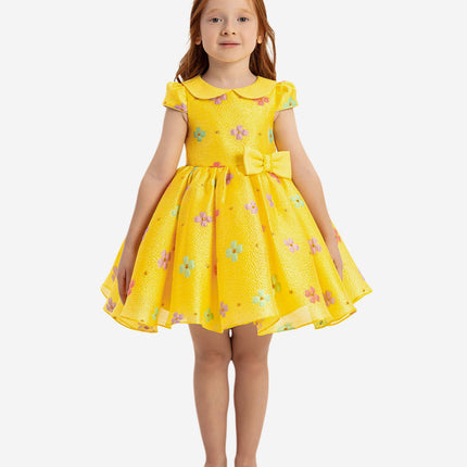 DRESS & Fleur Baby Girls Floral Dress with Headband in Yellow