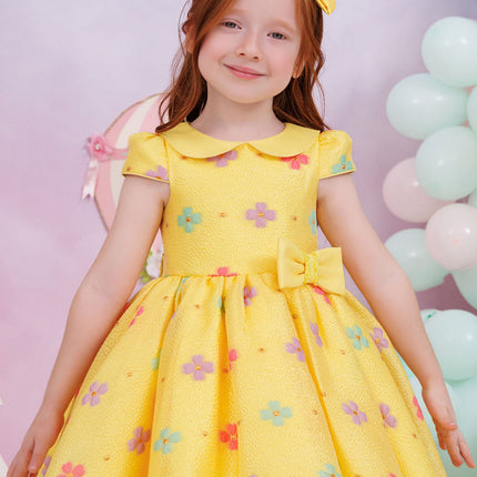 DRESS & Fleur Baby Girls Floral Dress with Headband in Yellow