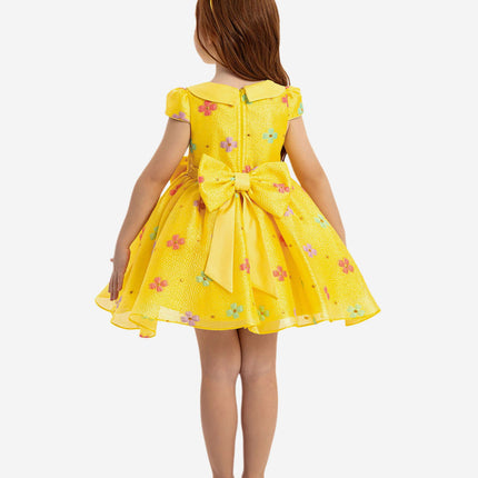 DRESS & Fleur Baby Girls Floral Dress with Headband in Yellow