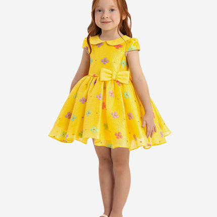 DRESS & Fleur Baby Girls Floral Dress with Headband in Yellow