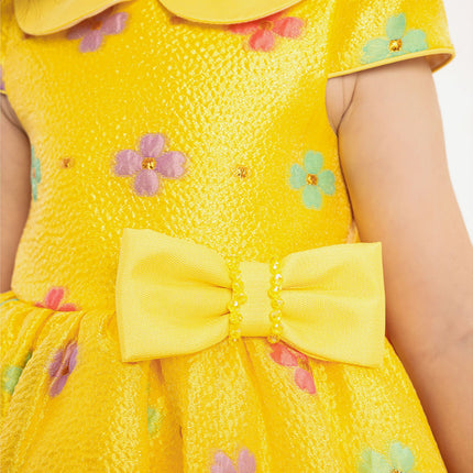 DRESS & Fleur Baby Girls Floral Dress with Headband in Yellow