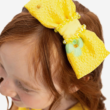DRESS & Fleur Baby Girls Floral Dress with Headband in Yellow