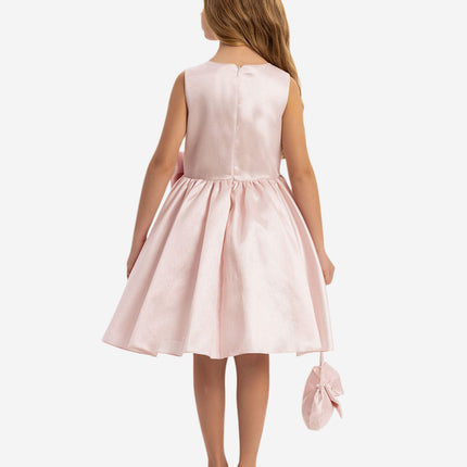 DRESS & Fleur Girls Satin Dress with Matching Bag in Pink