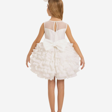 DRESS & Fleur Girls Dress with Headband in White