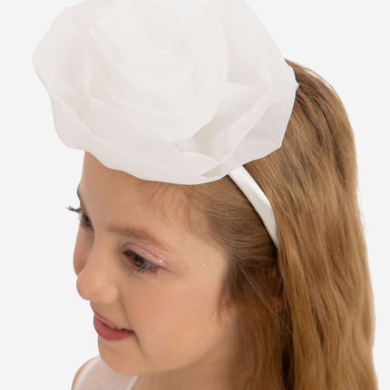 DRESS & Fleur Girls Dress with Headband in White