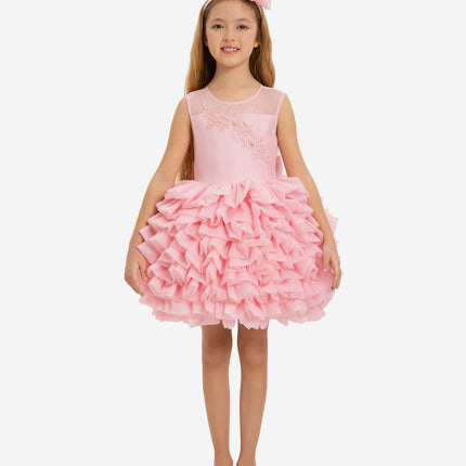 DRESS & Fleur Girls Dress with Headband in Pink