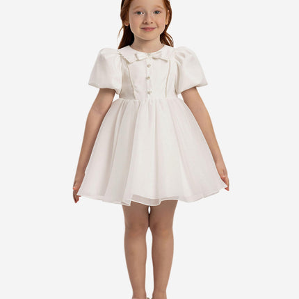 DRESS & Fleur Baby Girls Pearl Detail Dress with Headband in White