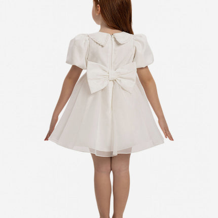 DRESS & Fleur Baby Girls Pearl Detail Dress with Headband in White