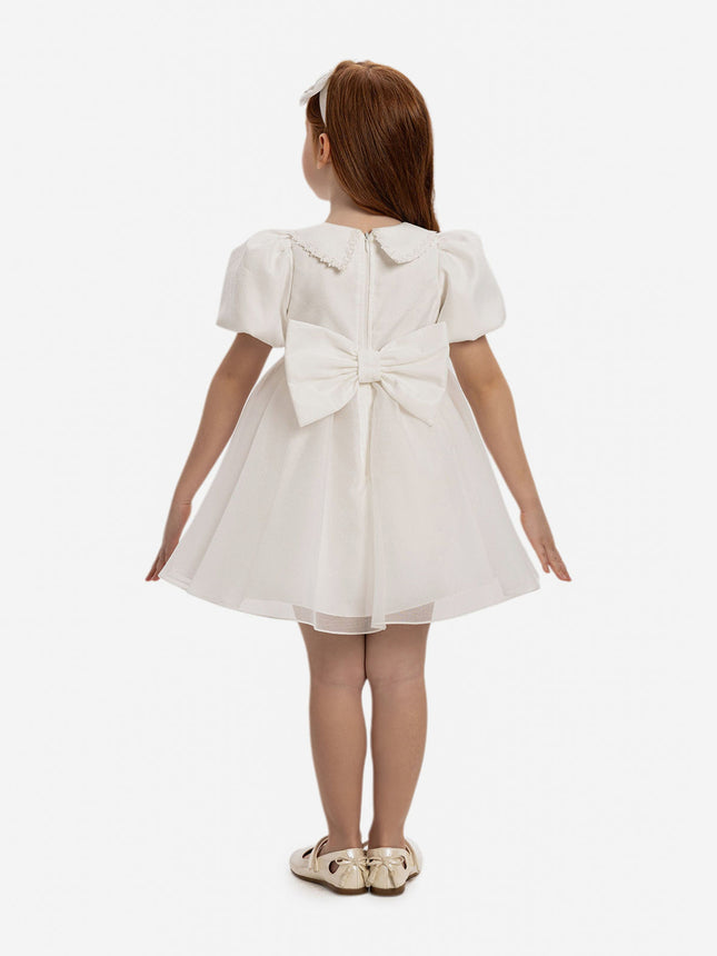 DRESS & Fleur Baby Girls Pearl Detail Dress with Headband in White