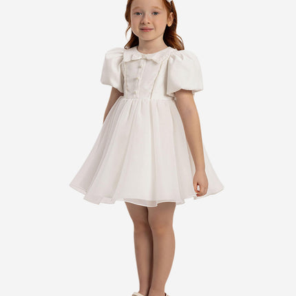 DRESS & Fleur Baby Girls Pearl Detail Dress with Headband in White