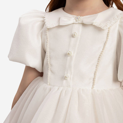 DRESS & Fleur Baby Girls Pearl Detail Dress with Headband in White