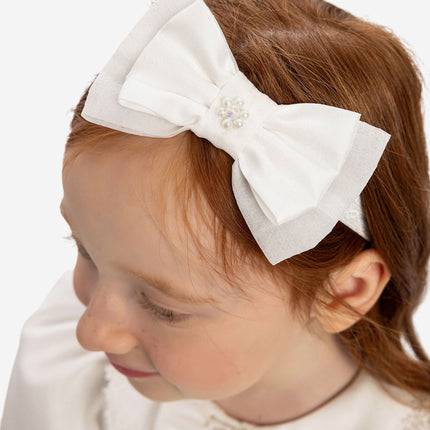 DRESS & Fleur Baby Girls Pearl Detail Dress with Headband in White