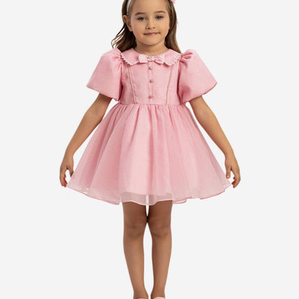 DRESS & Fleur Baby Girls Pearl Detail Dress with Headband in Pink
