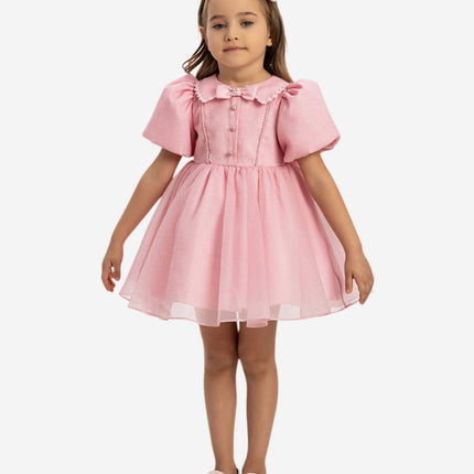 DRESS & Fleur Baby Girls Pearl Detail Dress with Headband in Pink