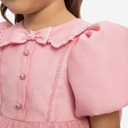 DRESS & Fleur Baby Girls Pearl Detail Dress with Headband in Pink