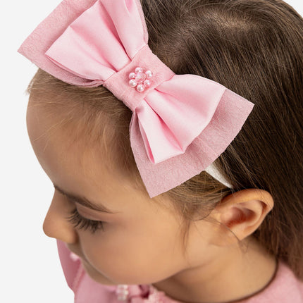 DRESS & Fleur Baby Girls Pearl Detail Dress with Headband in Pink