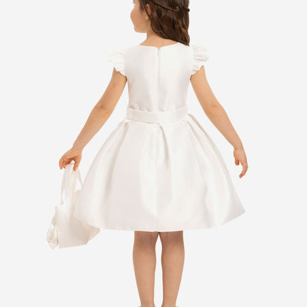 DRESS & Fleur Girls Dress with Matching Floral Bag in White