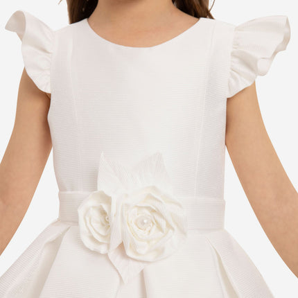 DRESS & Fleur Girls Dress with Matching Floral Bag in White